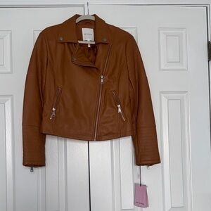 Avec Les Filles Tan Leather Jacket